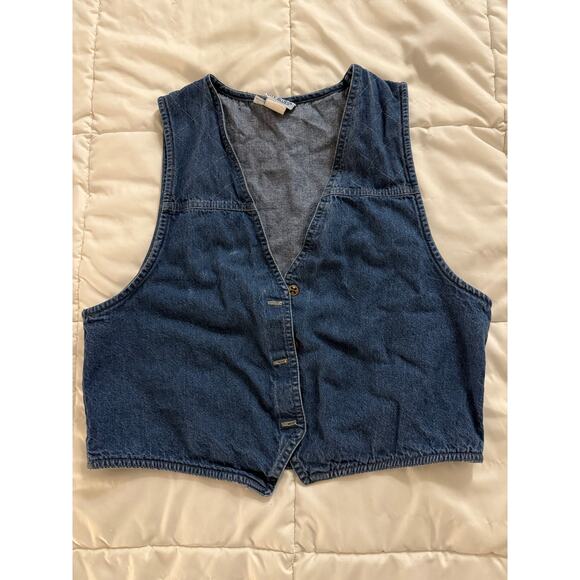 Vintage 90s Style Denim Vest - Size Small/Medium - Picture 1 of 5